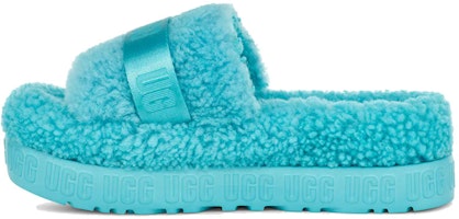 (Women) UGG Fluffita Thick Sole Blue Slippers 1113475-CRWT (Women) UGG Fluffita Thick Sole Blue Slippers 1113475-CRWT