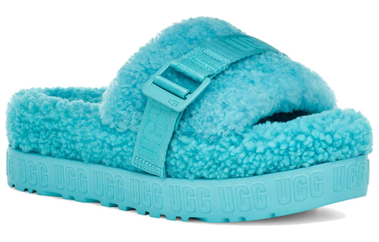 Lookbook (Women) UGG Fluffita Thick Sole Blue Slippers 1113475-CRWT