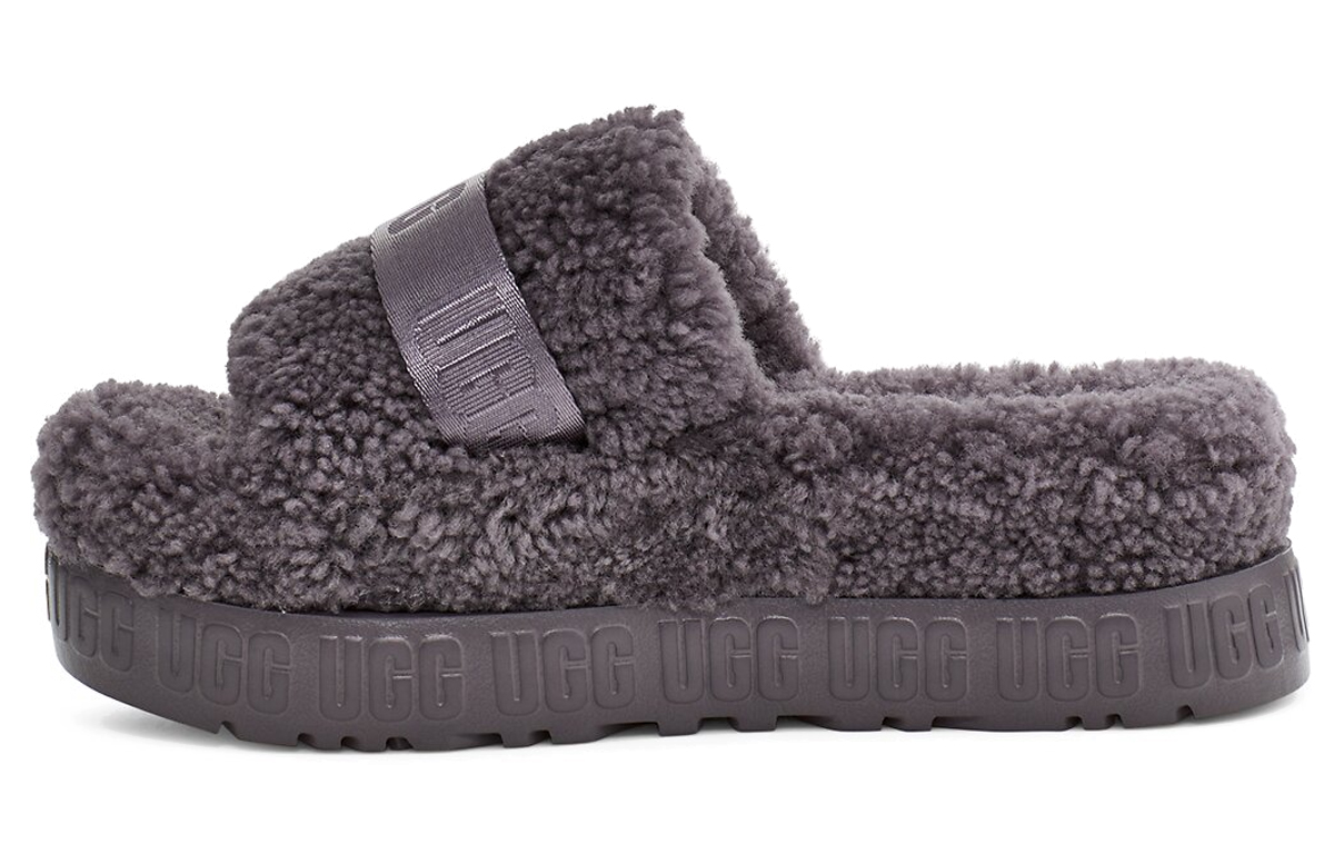 (Women) UGG Fluffita Thick Sole Slipper Gray 1113475-SHA