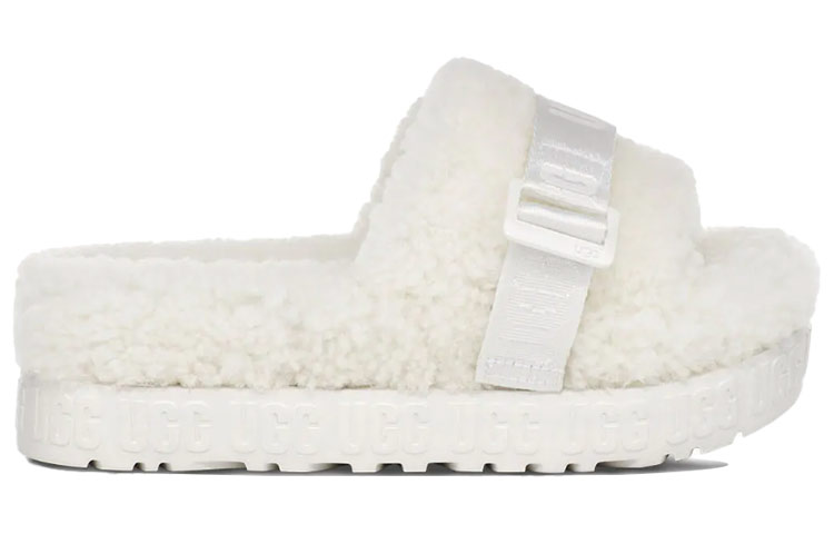 Order (Women) UGG Fluffita Thick Sole White Slippers 1113476-WHT