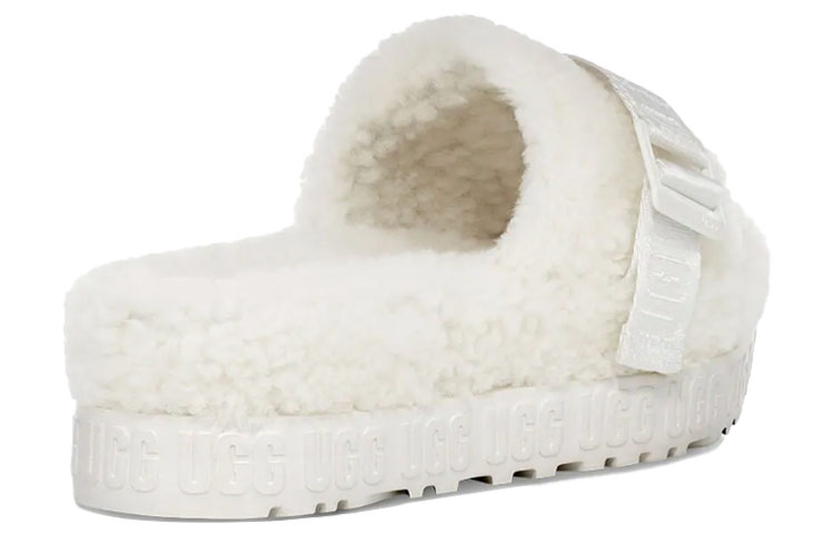 Shop (Women) UGG Fluffita Thick Sole White Slippers 1113476-WHT