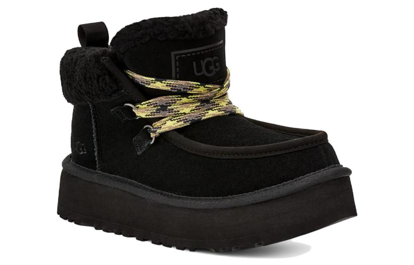 Shop UGG Funkarra 芙卡拉 圓頭繫帶 短筒 雪地鞋 女款 黑色