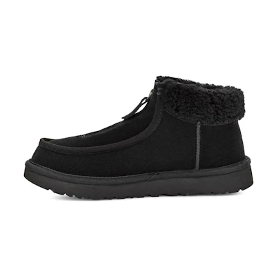 (W) UGG Funkarra Suede Fur Collar Zip 'Black'