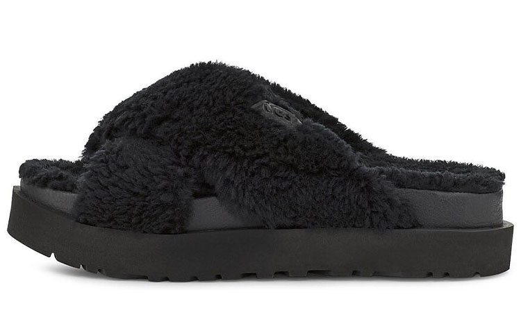 (Women) UGG Fuzz Sugar Cross Slide 'Black' 1120860-BLK