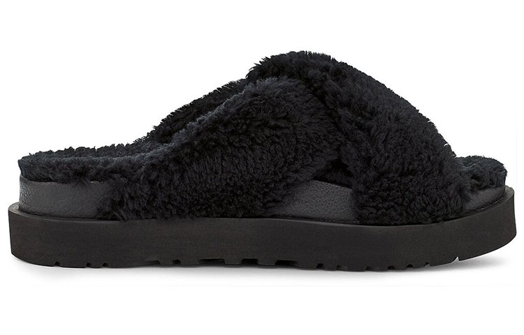 Order (Women) UGG Fuzz Sugar Cross Slide 'Black' 1120860-BLK