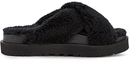 Order (Women) UGG Fuzz Sugar Cross Slide 'Black' 1120860-BLK
