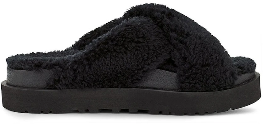 (Women) UGG Fuzz Sugar Cross Slide 'Black' 1120860-BLK Order (Women) UGG Fuzz Sugar Cross Slide 'Black' 1120860-BLK