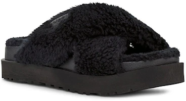 Lookbook (Women) UGG Fuzz Sugar Cross Slide 'Black' 1120860-BLK
