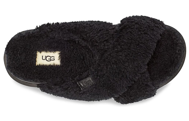 Purchase (Women) UGG Fuzz Sugar Cross Slide 'Black' 1120860-BLK