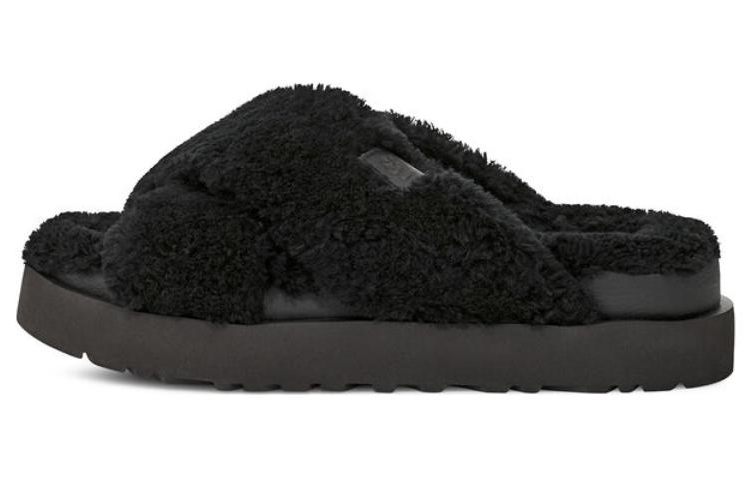 (Women) UGG Fuzz Sugar Cross Slide 'Black' 1135131-BLK