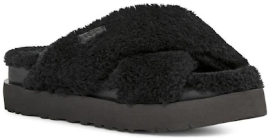 Lookbook (Women) UGG Fuzz Sugar Cross Slide 'Black' 1135131-BLK