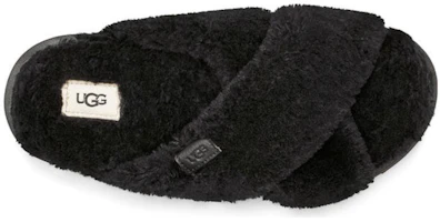Purchase (Women) UGG Fuzz Sugar Cross Slide 'Black' 1135131-BLK
