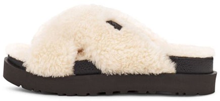 (Women) UGG Fuzz Sugar Cross Slide 'Natural Black' 1120860-NBLC (Women) UGG Fuzz Sugar Cross Slide 'Natural Black' 1120860-NBLC