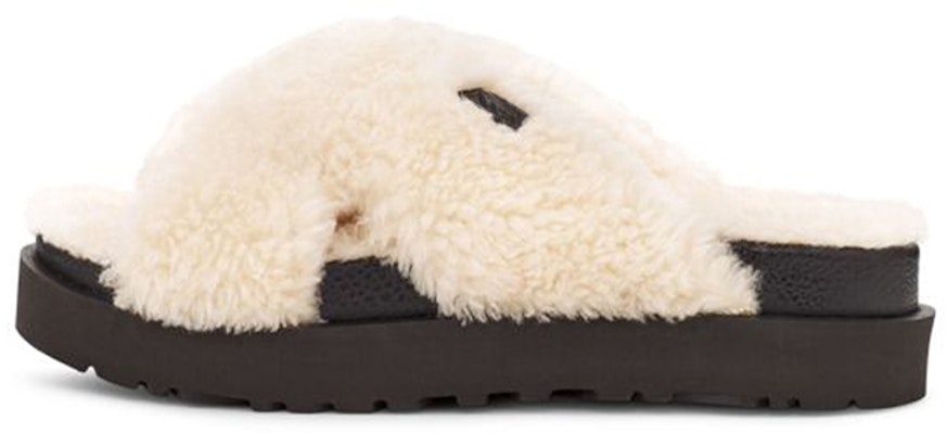 (Women) UGG Fuzz Sugar Cross Slide 'Natural Black' 1120860-NBLC Buy (Women) UGG Fuzz Sugar Cross Slide 'Natural Black' 1120860-NBLC