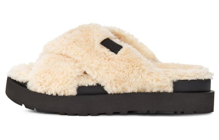 (Women) UGG Fuzz Sugar Cross Slide 'Natural Black' 1135131-NBLC