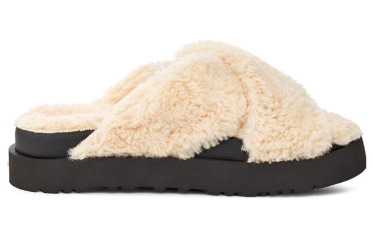 Lookbook (W) UGG Fuzz Sugar Cross Slide 'Beige' 1135131-NBLC