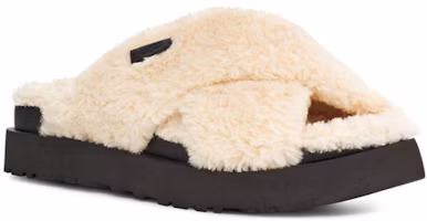 Shop (W) UGG Fuzz Sugar Cross Slide ''Schwarz Natur'' 1135131-NBLC