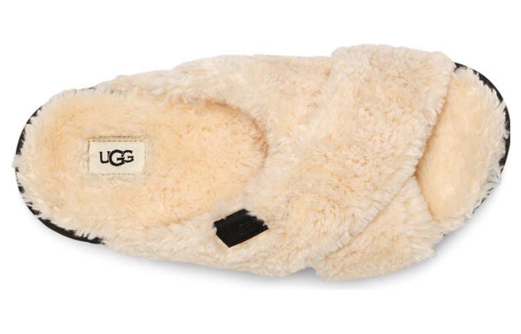 Details for (W) UGG Fuzz Sugar Cross Slide 'Beige' 1135131-NBLC