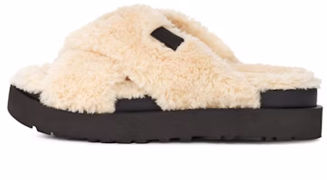 (Women) UGG Fuzz Sugar Cross Slide 'Natural Black' 1135131-NBLC (Women) UGG Fuzz Sugar Cross Slide 'Natural Black' 1135131-NBLC