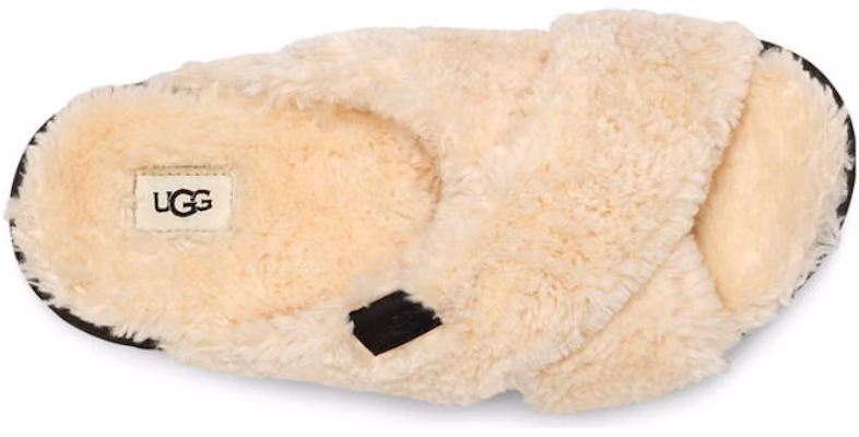 (Women) UGG Fuzz Sugar Cross Slide 'Natural Black' 1135131-NBLC Purchase (Women) UGG Fuzz Sugar Cross Slide 'Natural Black' 1135131-NBLC