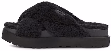 (Women) UGG Fuzz Sugar Cross Slide 'Black' 1120860-BLK (Women) UGG Fuzz Sugar Cross Slide 'Black' 1120860-BLK