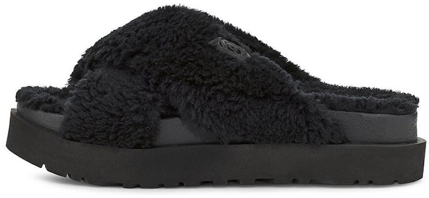 (Women) UGG Fuzz Sugar Cross Slide 'Black' 1120860-BLK Buy (Women) UGG Fuzz Sugar Cross Slide 'Black' 1120860-BLK