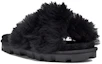 Lookbook UGG Fuzzalicious 女款 毛毛拖鞋 黑色