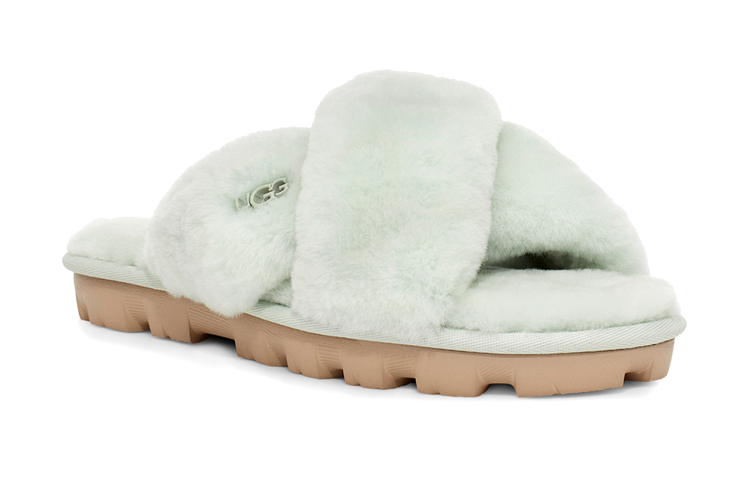 Lookbook UGG Fuzzette 保暖舒適 毛毛時尚涼拖 女款 復古薄荷色