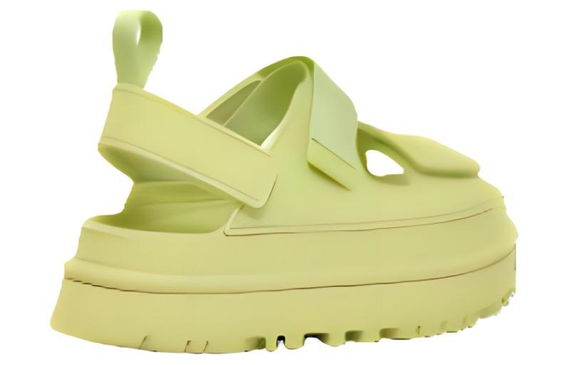 Lookbook UGG 露趾魔術貼 時尚百搭 一字帶涼鞋 女款 綠色