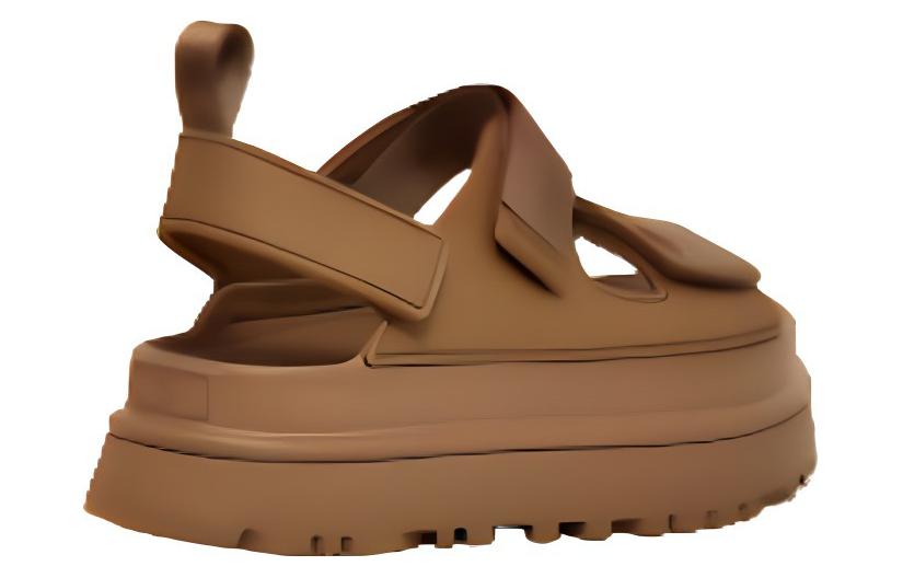 Lookbook UGG 露指魔術貼 一字帶涼鞋 女款 棕色