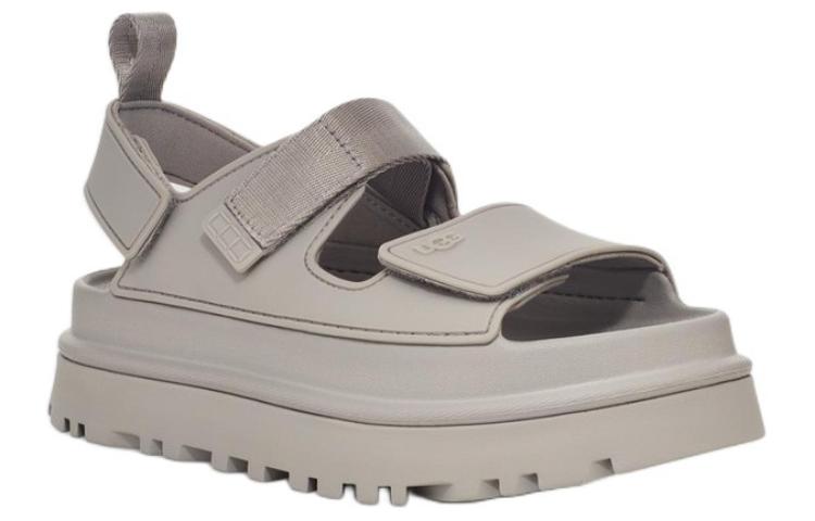 Lookbook UGG 皮革 時尚舒適 一字帶涼鞋 女款 灰色