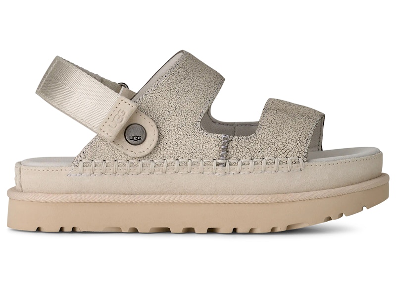 (Women) UGG Goldenstar Crackle Glide Sandal Crackle White 1177852-CRCK