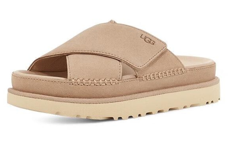(Women) UGG Goldenstar Cross Slide Driftwood 1137910-DRI