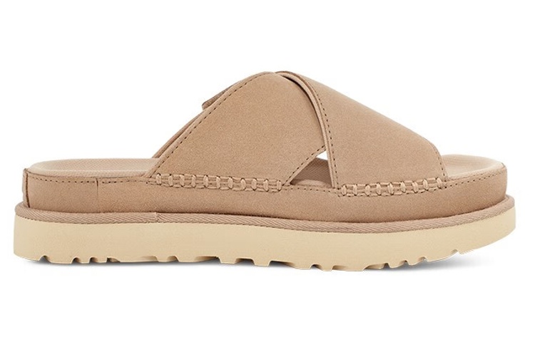Lookbook （女款）UGG Goldenstar 交叉拖鞋漂流木色 1137910-DRI