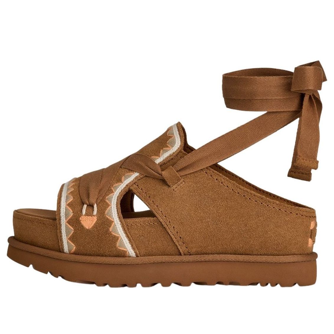 (Women) UGG Goldenstar Hi Artistitch Embroidered Strappy Sandals 'Chestnut Multicolor' 1175133-CHMU