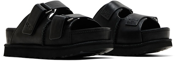 UGG 皮革 舒適簡約 一字拖鞋 女款 黑色 Cheap UGG 皮革 舒適簡約 一字拖鞋 女款 黑色