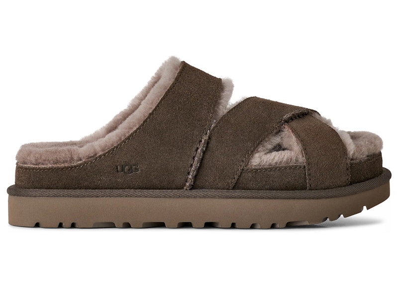 (Women) UGG Greenport Cross Strap Slide Dense Smoke 1178470-DNSS