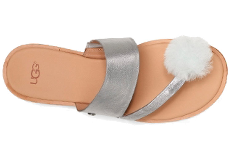 (W) UGG Hadlee Metallic Silver Slippers 圖 3