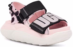 Lookbook UGG LA 雲系列 雙層牛皮 輕便透氣豹紋 時尚涼鞋 女款 亮粉色