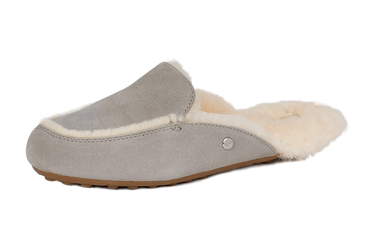Lookbook UGG W Lane 簡約舒適 毛毛時尚涼拖 女款 灰色