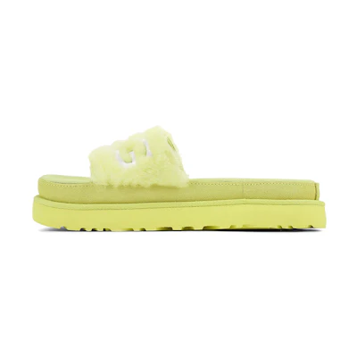 (W) UGG Laton Fur Slide Yellow Slippers