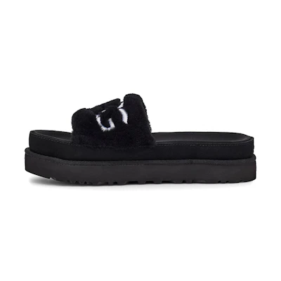 (W) UGG Laton Fur Slide Black