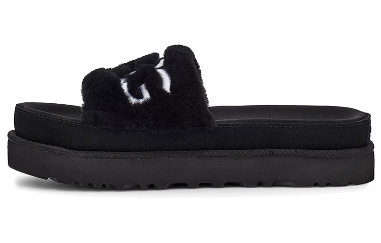 (Women) UGG Laton Fur Slide Black 1111236-BLK