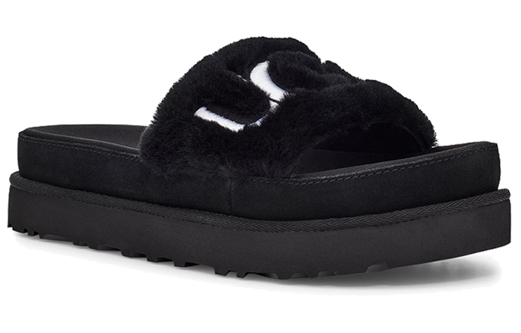 Lookbook (W) UGG Laton Fell-Pantoffeln Schwarz 1111236-BLK