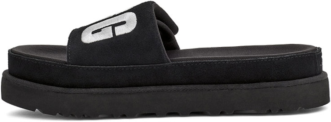 (Women) UGG Laton Slide Black Silver Slippers 'Black Silver' 1110110-BSVR Buy (Women) UGG Laton Slide Black Silver Slippers 'Black Silver' 1110110-BSVR