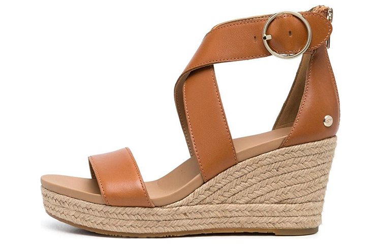 (Women) UGG Leather Buckle Heeled Sandals 'Simplified Comfort Brown' 1120015-TLTH
