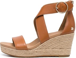 (Women) UGG Leather Buckle Heeled Sandals 'Simplified Comfort Brown' 1120015-TLTH (Women) UGG Leather Buckle Heeled Sandals 'Simplified Comfort Brown' 1120015-TLTH
