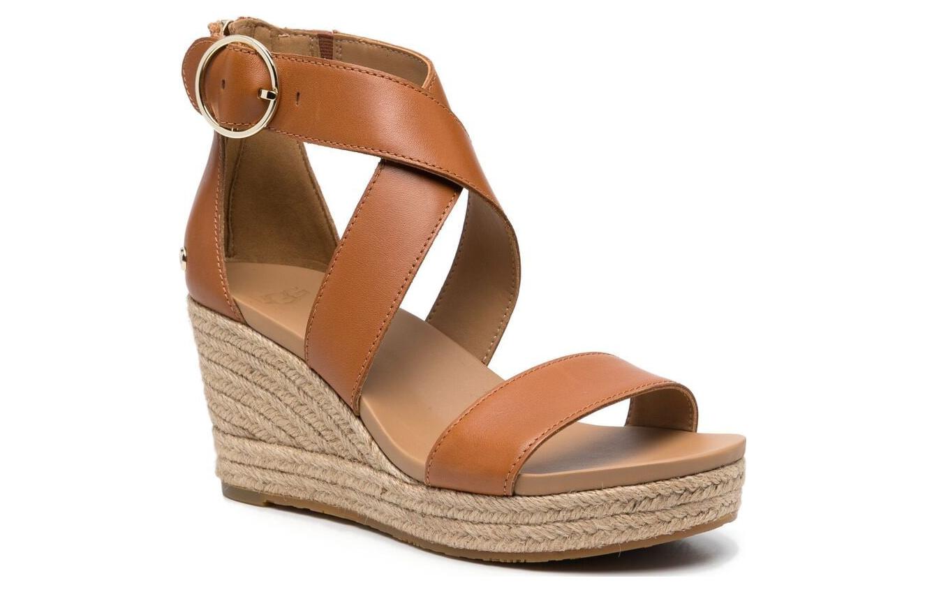 Lookbook (W) UGGレザーバックルヒールサンダル（快適ブラウン） 1120015-TLTH