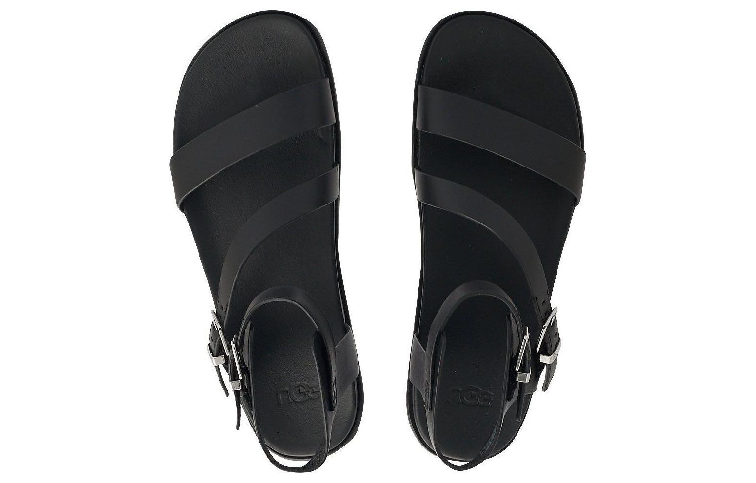 (W) UGG Leather Buckle Slide Sandal 'Black' 圖 3