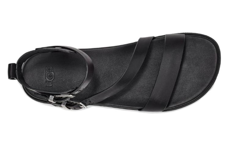 (W) UGG Leather Buckle Slide Sandal 'Black' 圖 4